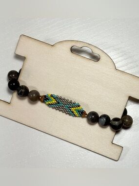 Handmade natural gemstone and seed beads bracelet